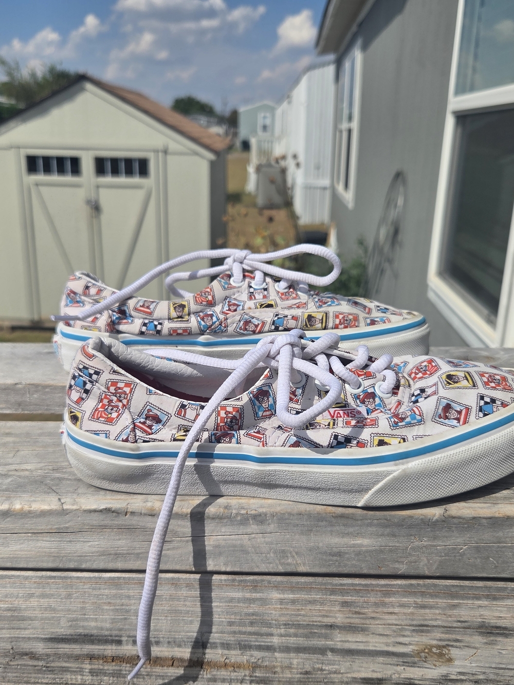 Vans White Canvas Low-Top Sneakers Where's Waldo